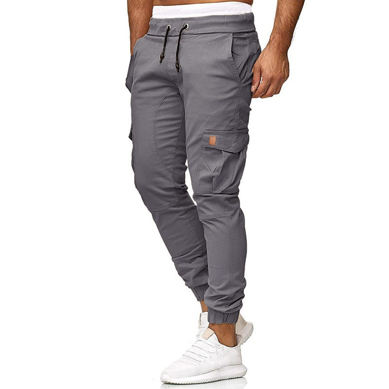 Men's Cargo Multi Pocket Skinny Fit Solid Colour Trousers - Pleasures and Sins   Pleasures and Sins