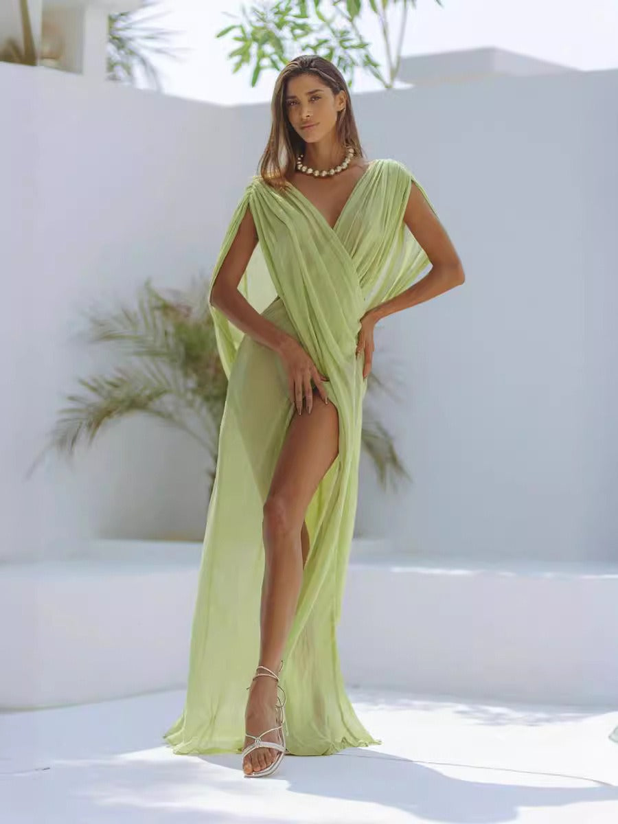 Womens beach vacation cover up sexy slightly see-thru sleeveless dress - Pleasures and Sins   Pleasures and Sins