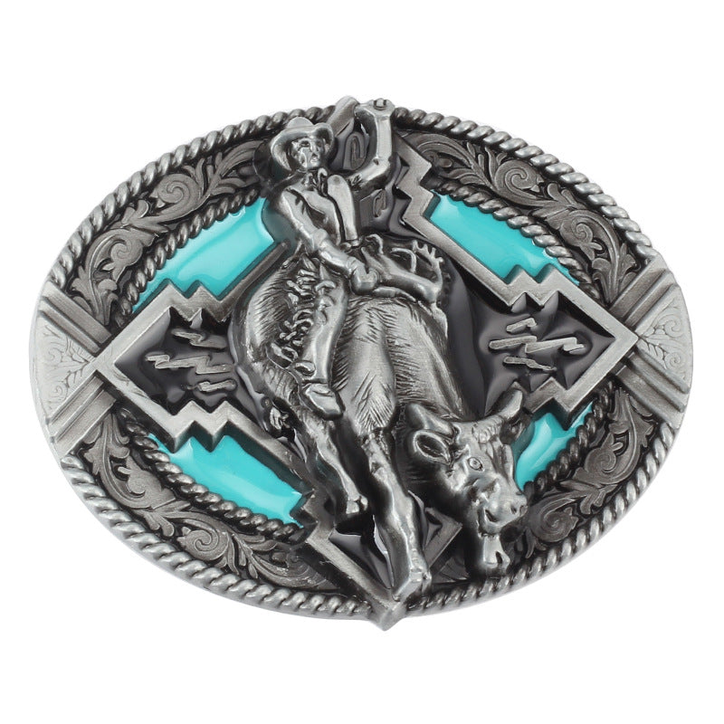 Western Cowboy Rodeo Belt Buckles Turquoise - Pleasures and Sins   Pleasures and Sins