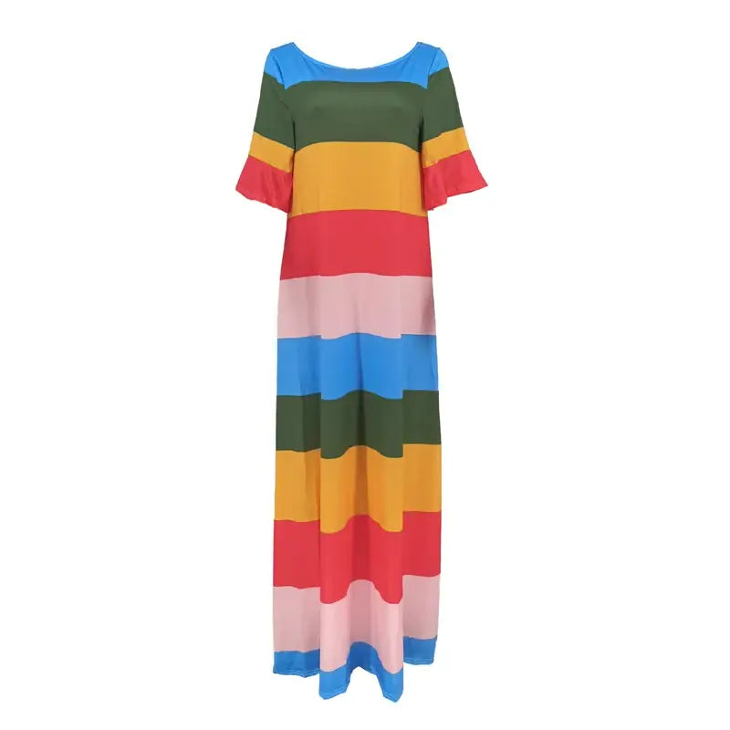 Luxury Rainbow Womens Evening Dress Elegant Short Sleeve