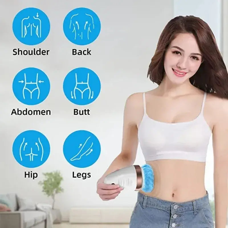 Handheld electric massage device for ladies body sculpting targeting key areas.