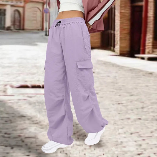 Cargohose mit mehreren Taschen für Damen, hohe Taille, lockere Freizeithose