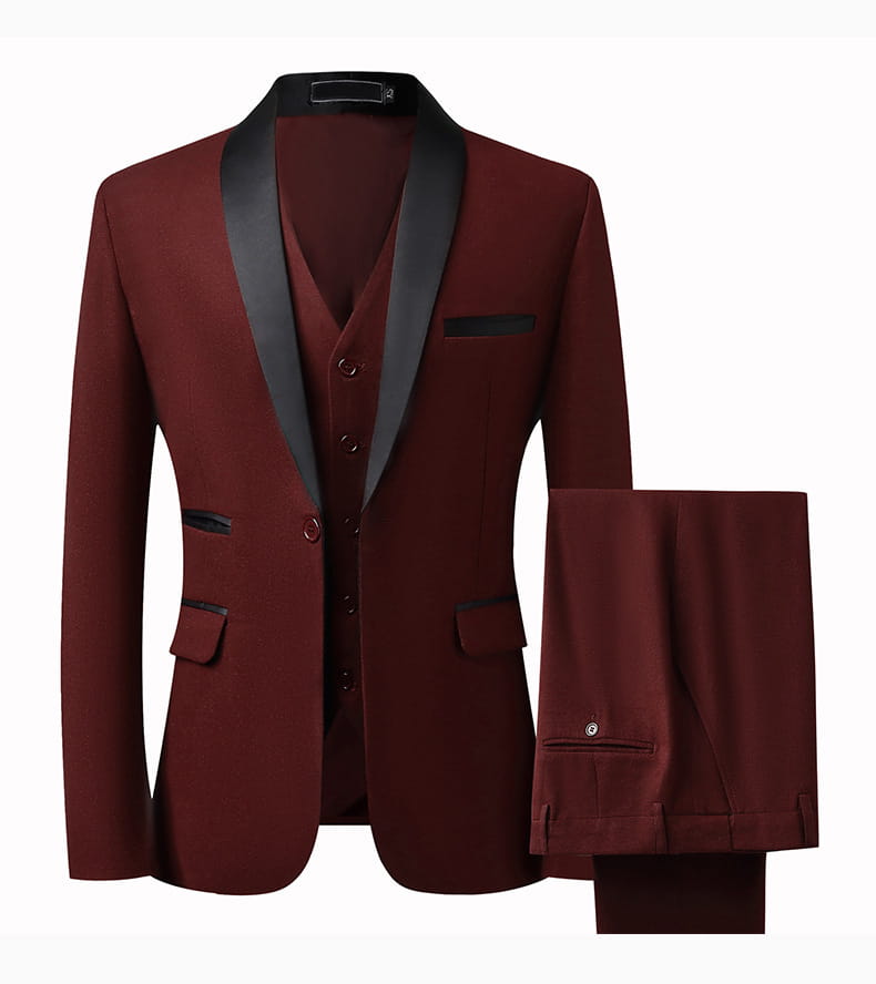 Grooms Suit Mens Three Piece Slim Fit Tuxedo Wedding Suit