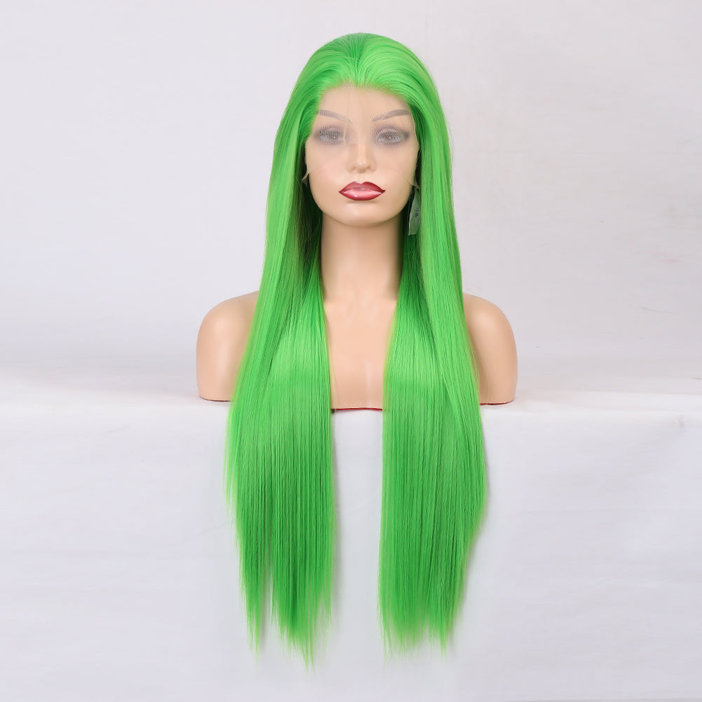 Female Long Green, Chemical Fibre, Lace Front Long Straight Wig - Pleasures and Sins   Pleasures and Sins