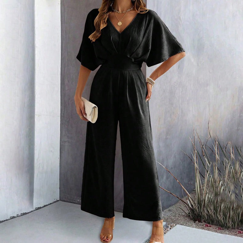 Spring and summer womens short color casual wide leg jumpsuit - Pleasures and Sins   Pleasures and Sins