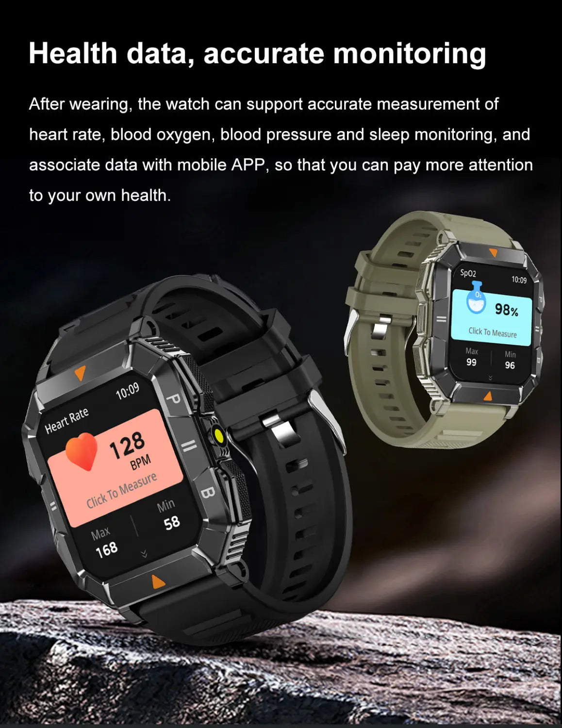 Smartwatch Bluetooth waterproof heart rate oxygen monitoring