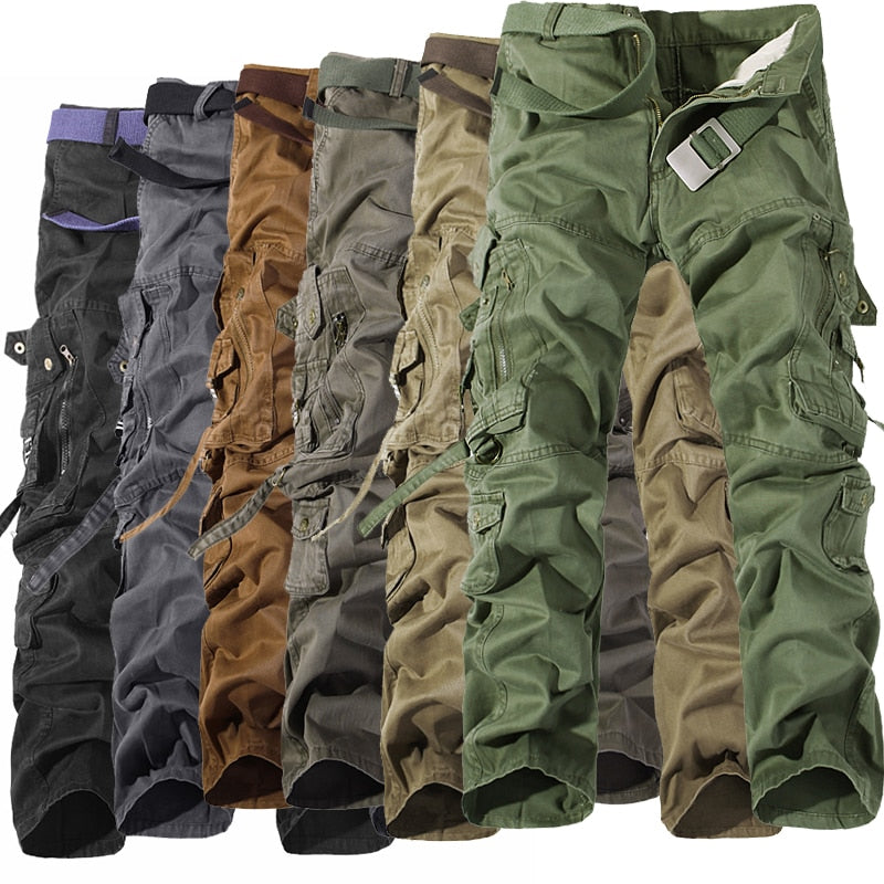 Mens Military Cargo pants Multi-pocket loose cotton trousers - Pleasures and Sins   Pleasures and Sins