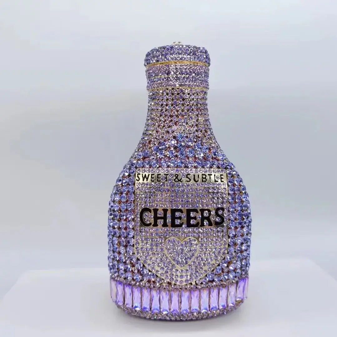 Bottle Shape Crystal Evening Bag Encrusted Bridal Bag Party