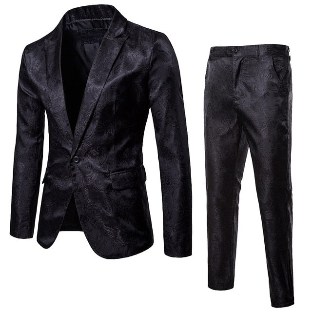 Mens Paisley Suit (Jacket+Pants) Single Breasted Suit Tuxedo Blazer - Pleasures and Sins   Pleasures and Sins