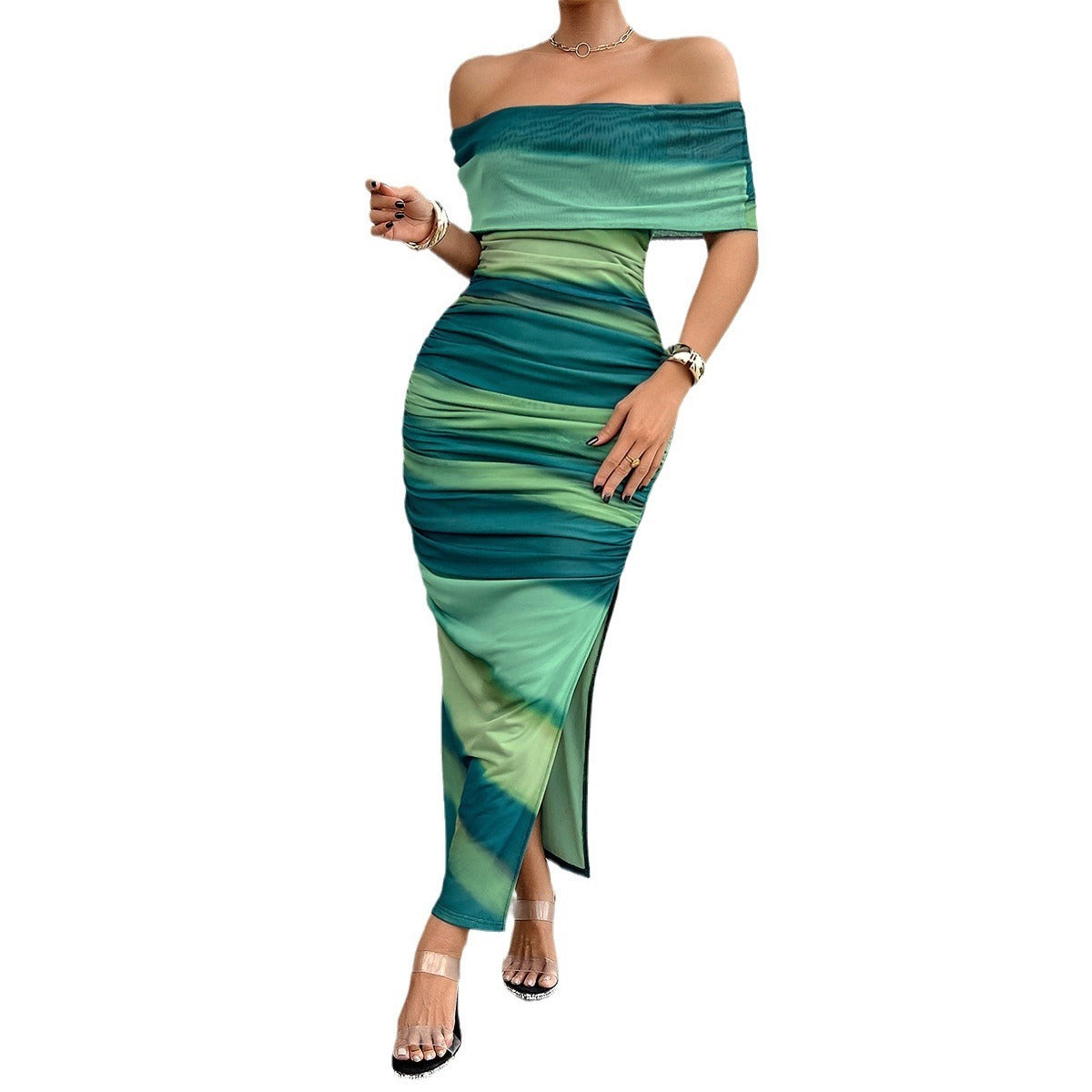 Ladies Off The Shoulder, Green Strapless Dress - Pleasures and Sins   Pleasures and Sins