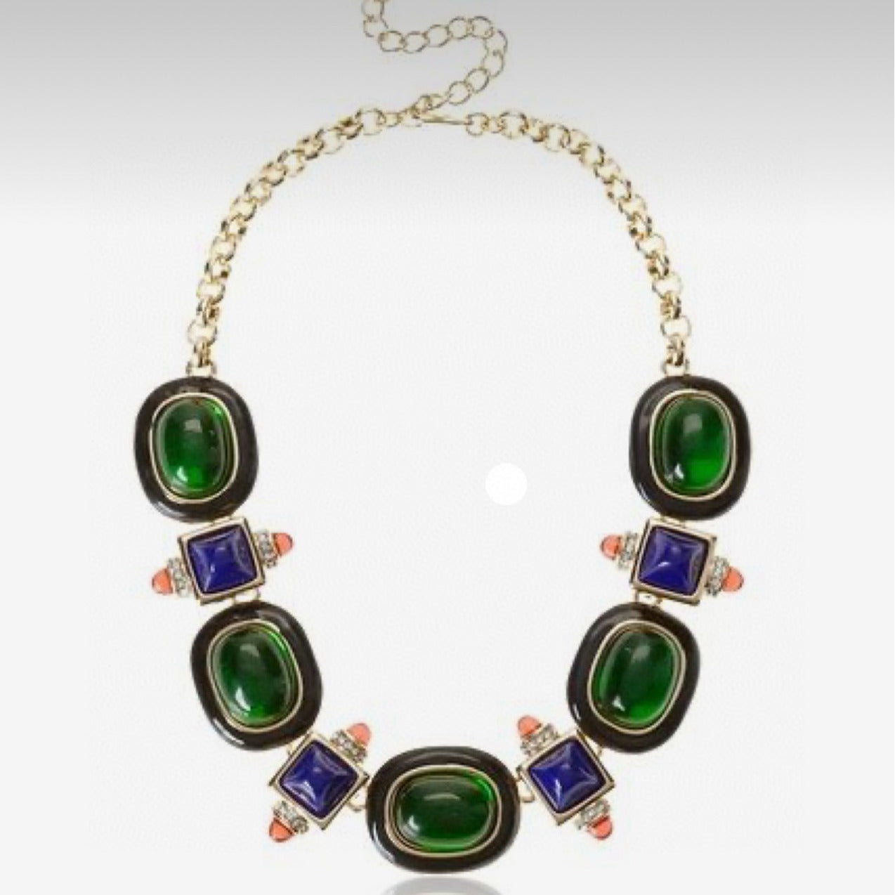 Medieval retro emerald glass exaggerated high-end niche necklace - Pleasures and Sins   Pleasures and Sins