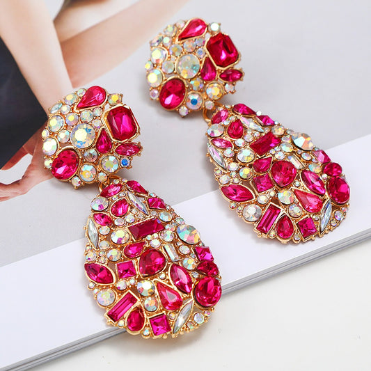 Crystal Pendant Drop Earrings Luxurious and Exquisite In Multi Styles