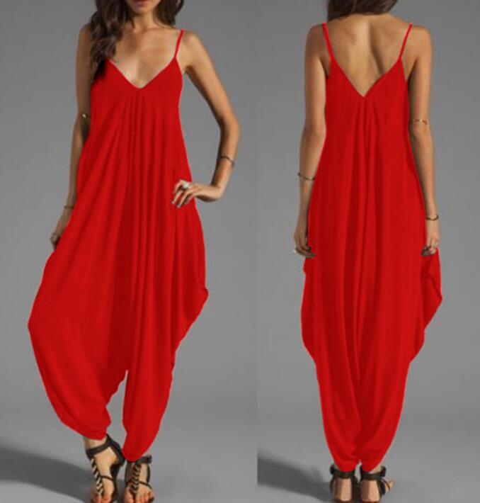 Low-cut V-neck Sexy Jumpsuit Casual Loose Jumpsuit - Pleasures and Sins   Pleasures and Sins