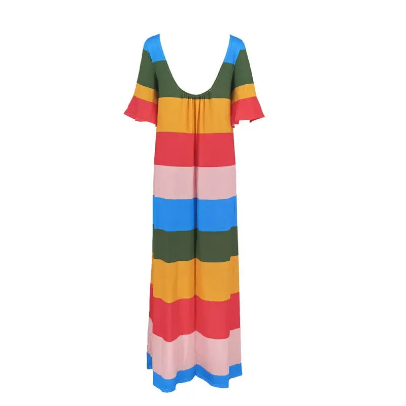 Luxury Rainbow Womens Evening Dress Elegant Short Sleeve