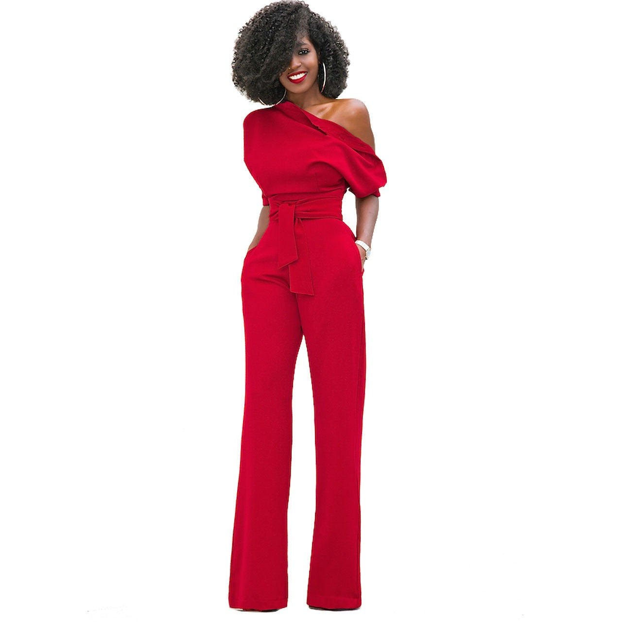 Diagonal collar button up jumpsuit wide leg pants - Pleasures and Sins   Pleasures and Sins