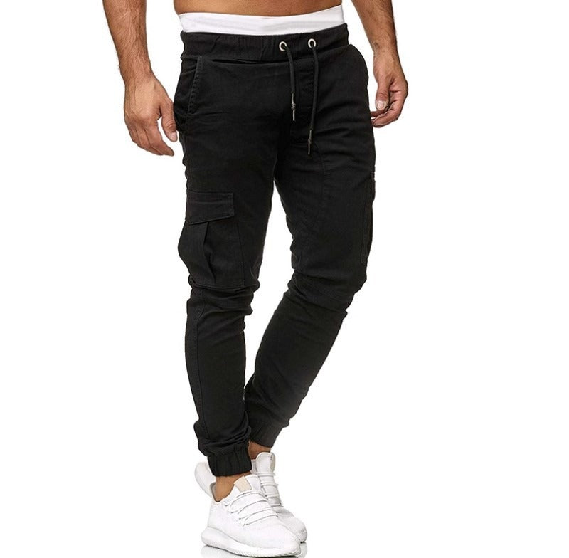 Men's Cargo Multi Pocket Skinny Fit Solid Colour Trousers - Pleasures and Sins   Pleasures and Sins