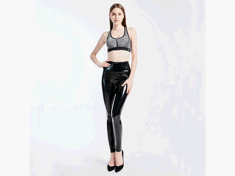 Navy Blue Ladies Faux Leather Skin Tight Leggings