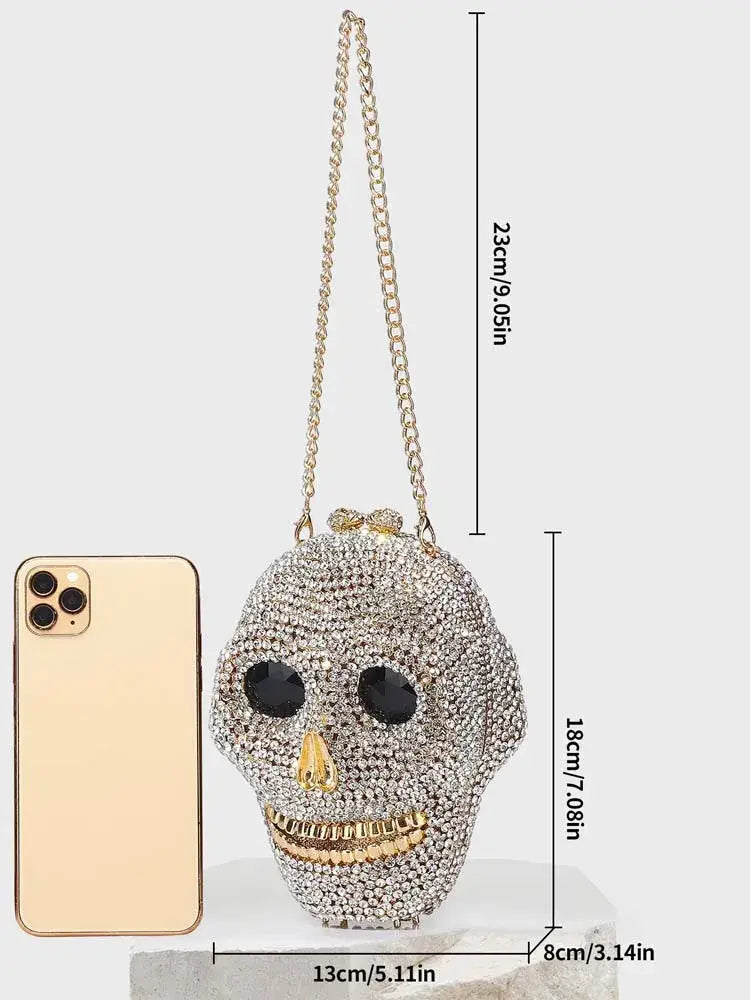 Diamant Halloween Totenkopf Kupplungstasche Strass Abendtasche