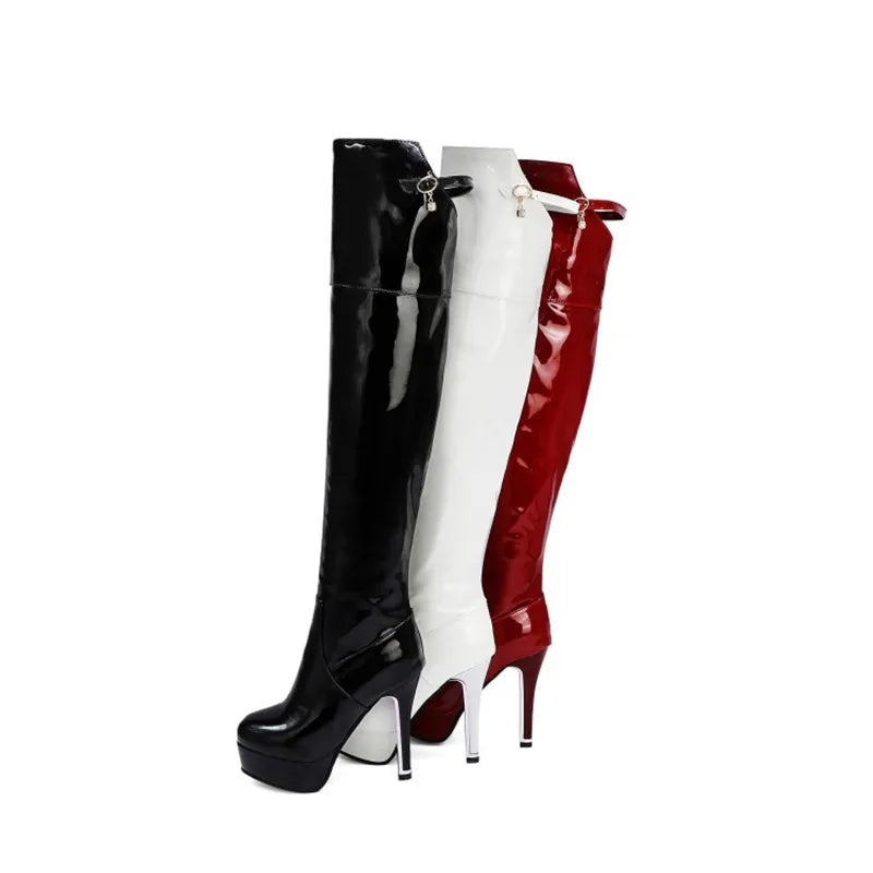 Over-the-knee High-heel Patent Leather Plus Size Women’s