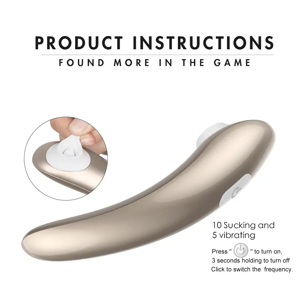 Sleek silver Curved Nipple and Clitoris Stimulator with suction and vibration features.