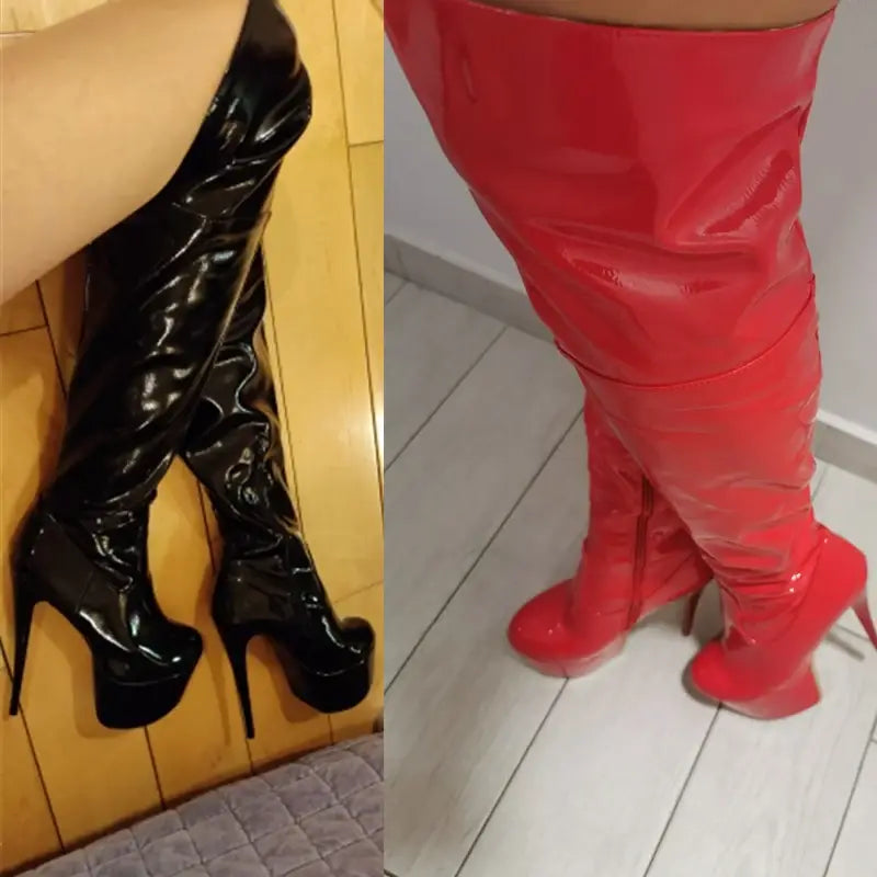 Sexy Thigh High Fetish Boots For Women With Platform (Bottes fétiches à hauteur de cuisse pour femmes avec plateforme)