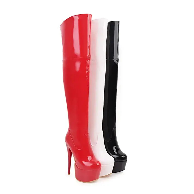 Sexy Thigh High Fetish Boots For Women With Platform (Bottes fétiches à hauteur de cuisse pour femmes avec plateforme)