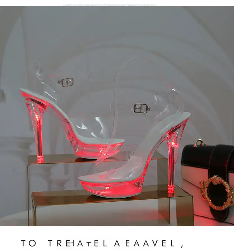 Leuchtende Schuhe für Frauen Transparente Plateauschuhe