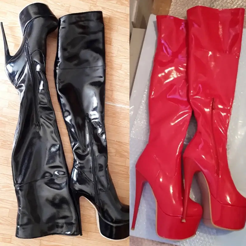 Sexy Thigh High Fetish Boots For Women With Platform (Bottes fétiches à hauteur de cuisse pour femmes avec plateforme)