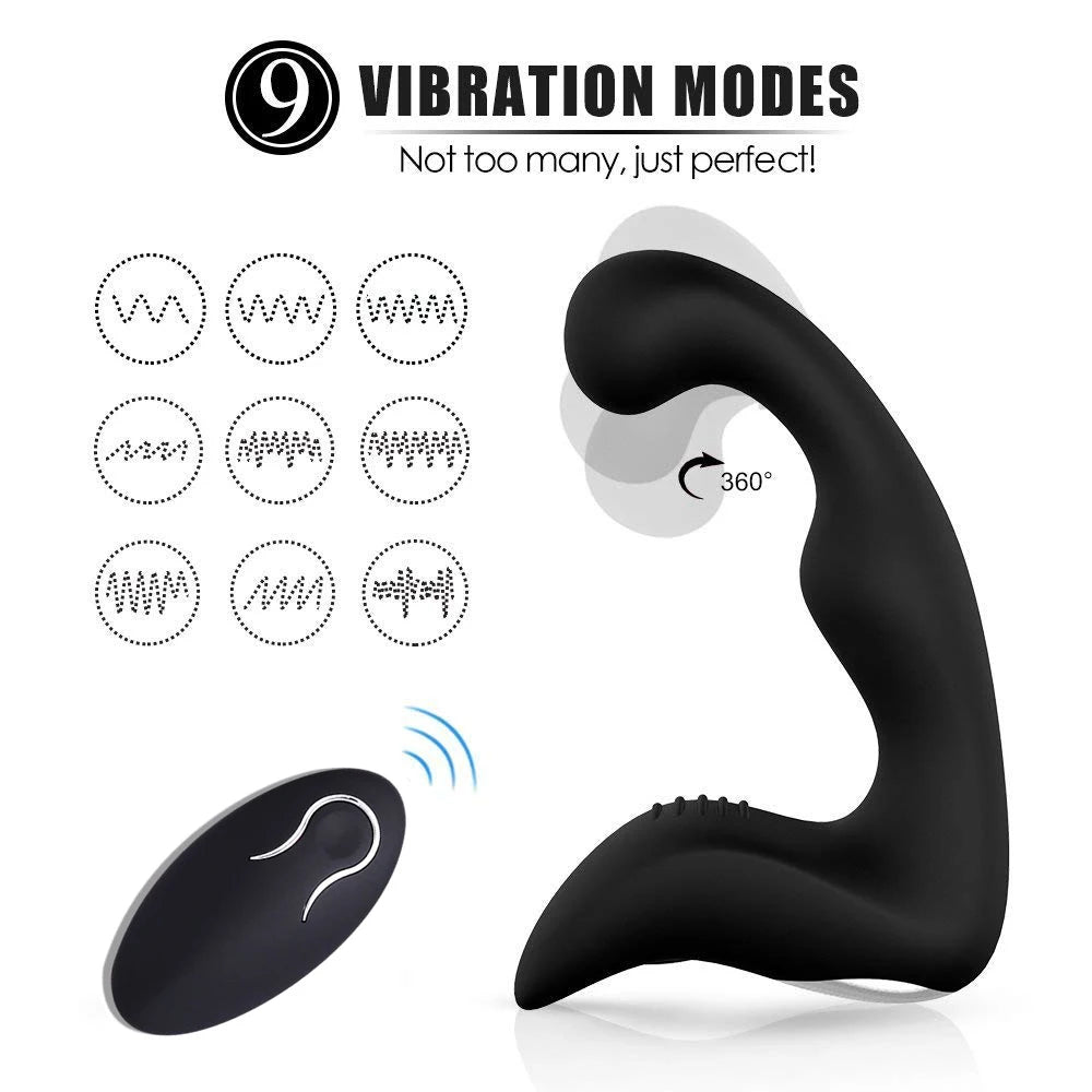 Remote Control 9 Speed Prostate Massager USB Charge For Men - Pleasures and Sins   Pleasures and Sins