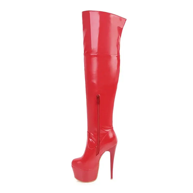 Sexy Thigh High Fetish Boots For Women With Platform (Bottes fétiches à hauteur de cuisse pour femmes avec plateforme)