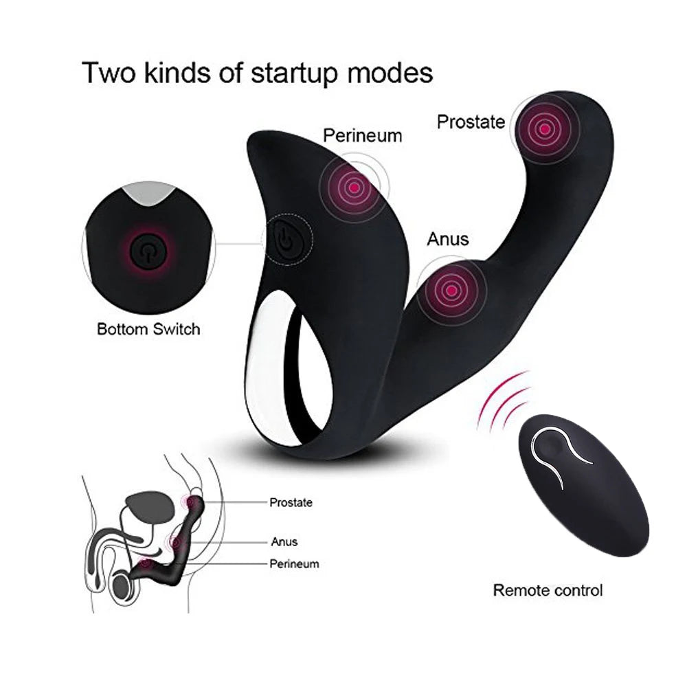 Remote Control 9 Speed Prostate Massager USB Charge For Men - Pleasures and Sins   Pleasures and Sins