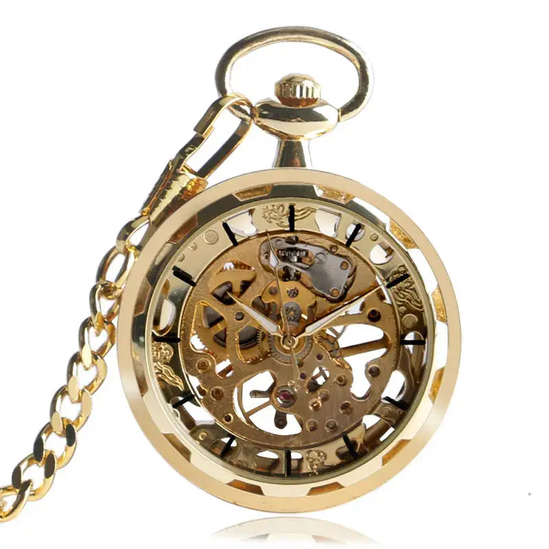 Steampunk Skeleton Mechanical Fob Pocket Watch