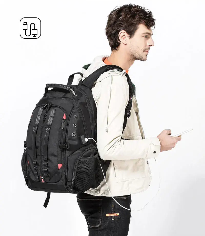 Mens 45l Travel Backpack 15.6 Laptop Usb Anti Theft Backpack