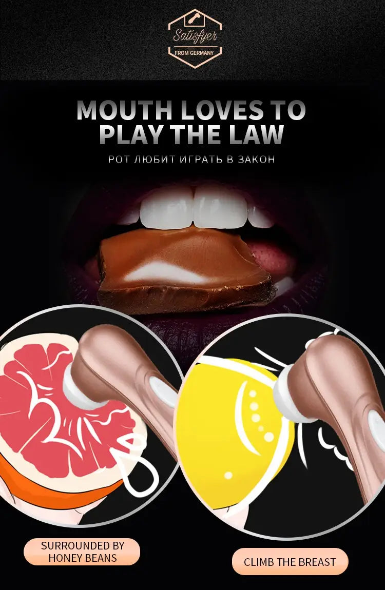 Stylized lips and citrus slices for Sleek Rose Gold Pro Sucking Vibrator delight.