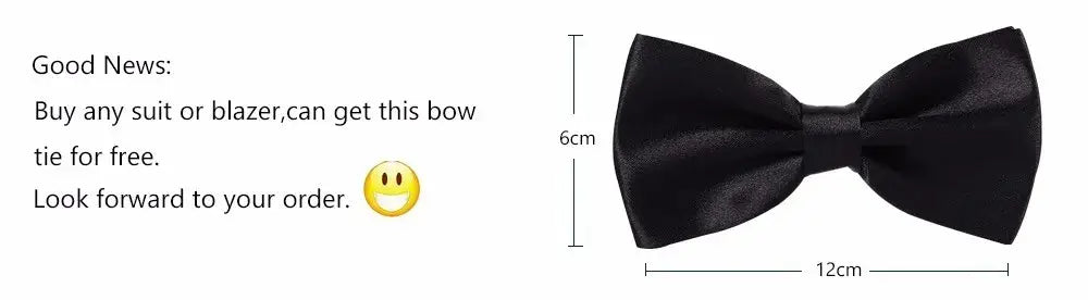 Classic black bow tie with butterfly shape for Mens 3 Piece Slim Fit Cowboy Suit look.