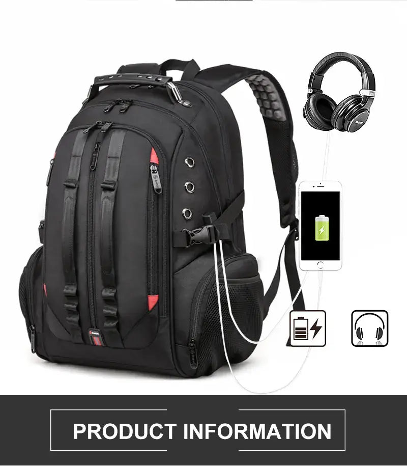 Mens 45l Travel Backpack 15.6 Laptop Usb Anti Theft Backpack