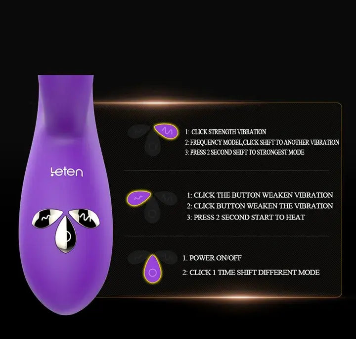 Purple handheld massager with button control for Chargeable Multi Speed Waterproof Vibrator.