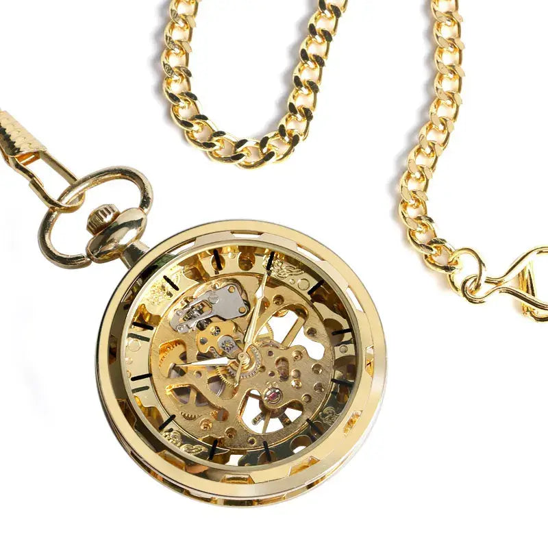 Steampunk Skeleton Mechanical Fob Pocket Watch