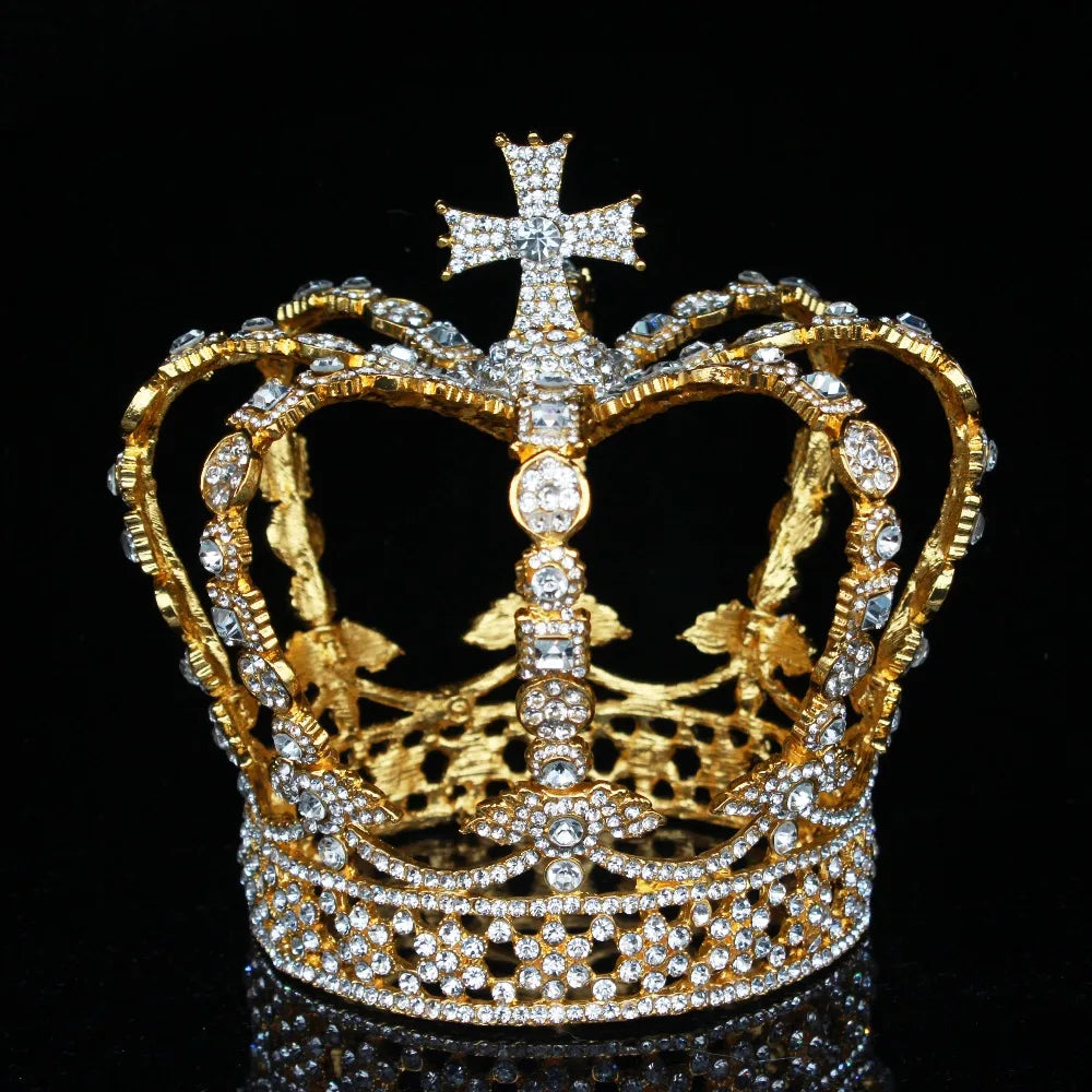 Crystal Vintage Royal Crown Men/Women Wedding Hair Accessories