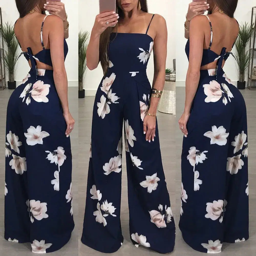 Womens Summer Fashion Floral Playsuit Jumpsuit Trousers