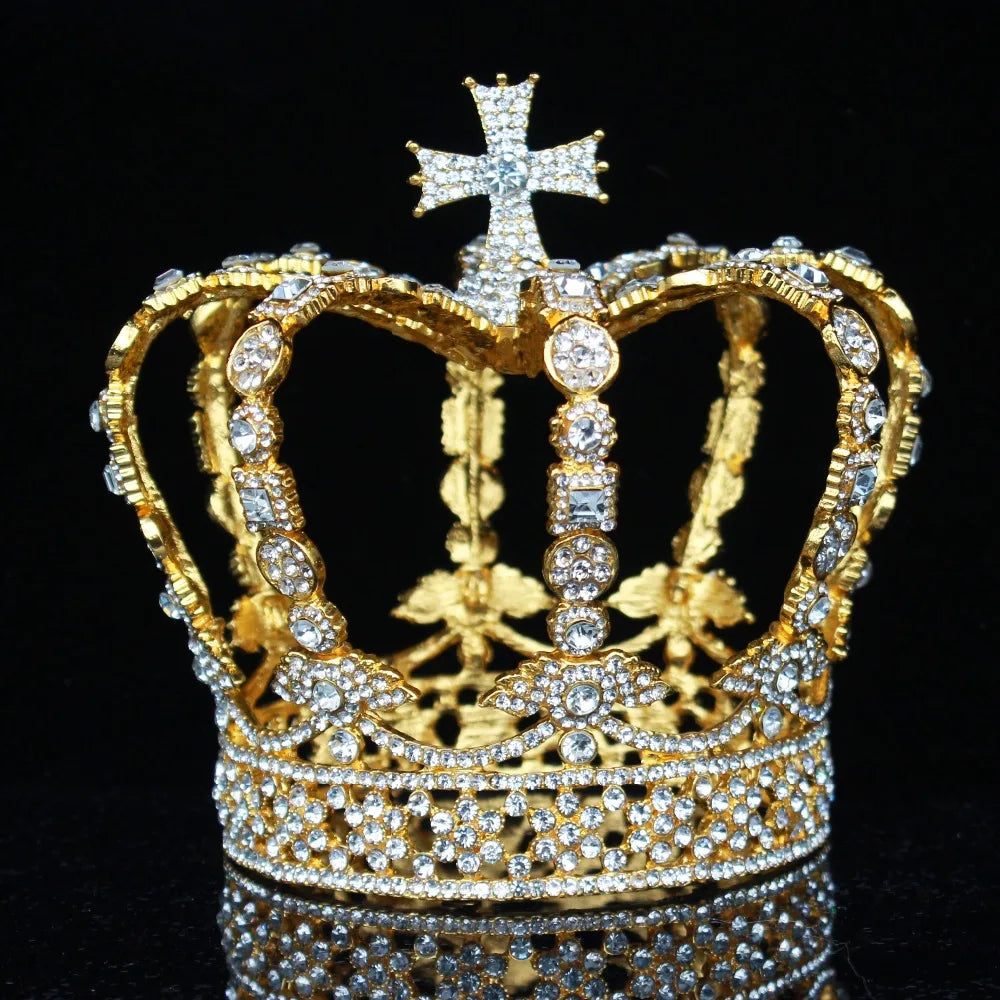 Crystal Vintage Royal Crown Men/Women Wedding Hair Accessories