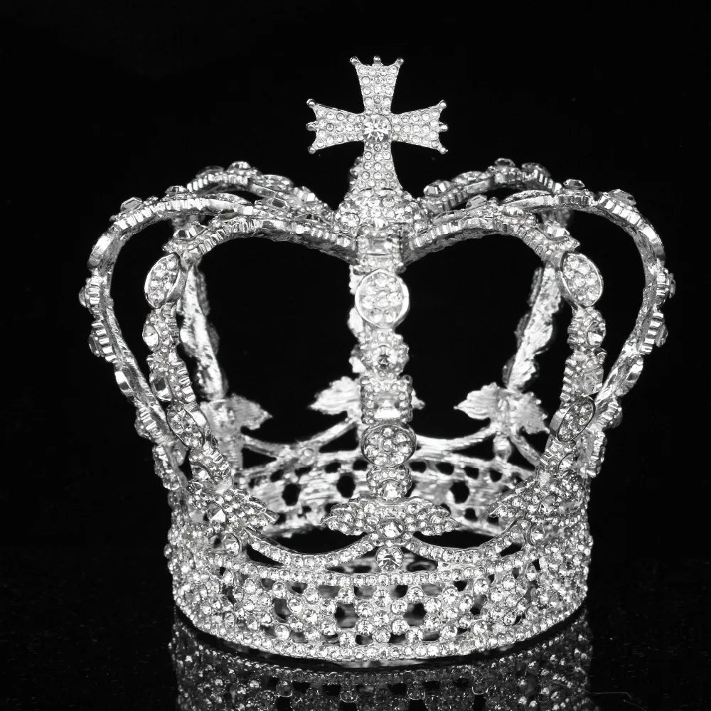 Crystal Vintage Royal Crown Men/Women Wedding Hair Accessories