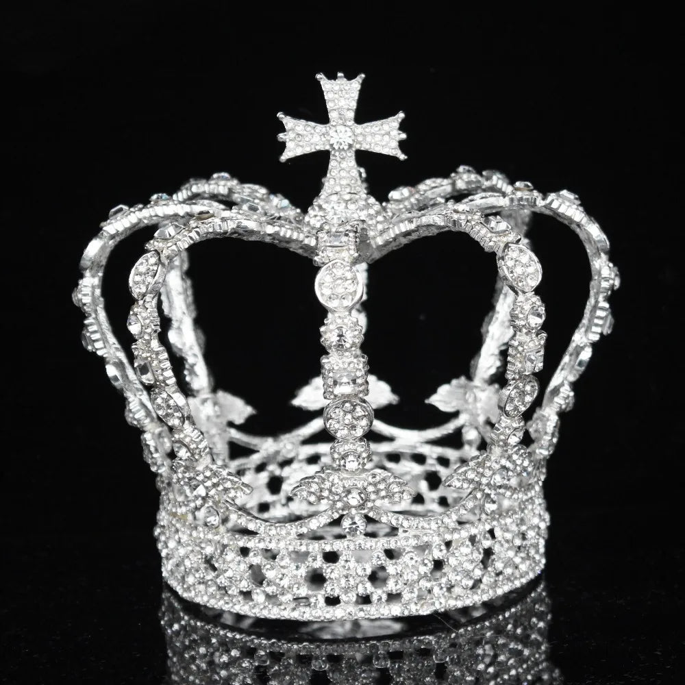 Crystal Vintage Royal Crown Men/Women Wedding Hair Accessories