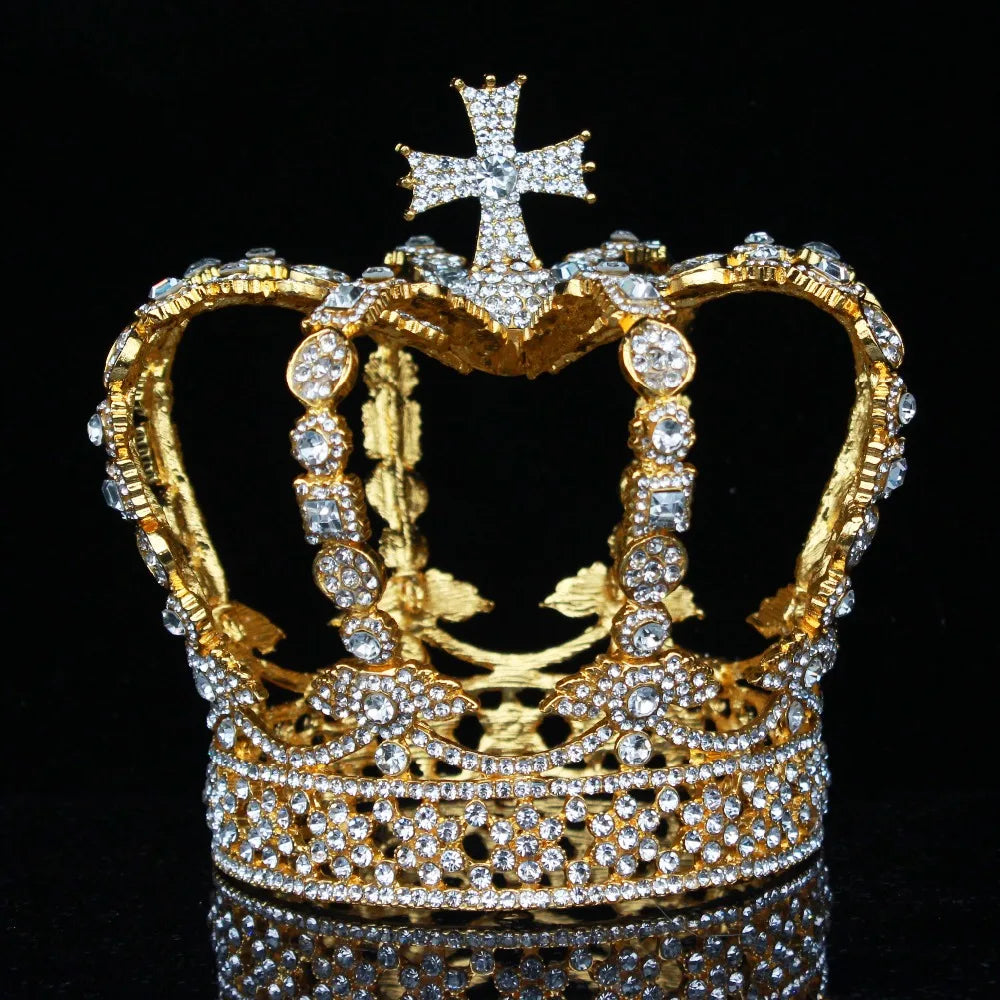 Crystal Vintage Royal Crown Men/Women Wedding Hair Accessories