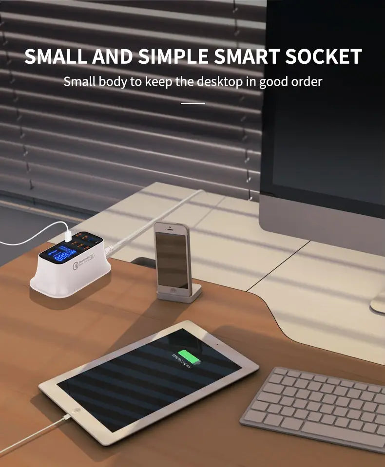 8 Ports Fast Charge Led Display USB Charger For Android