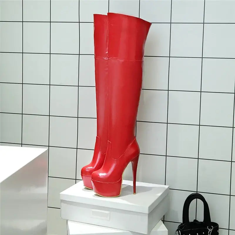 Sexy Thigh High Fetish Boots For Women With Platform (Bottes fétiches à hauteur de cuisse pour femmes avec plateforme)