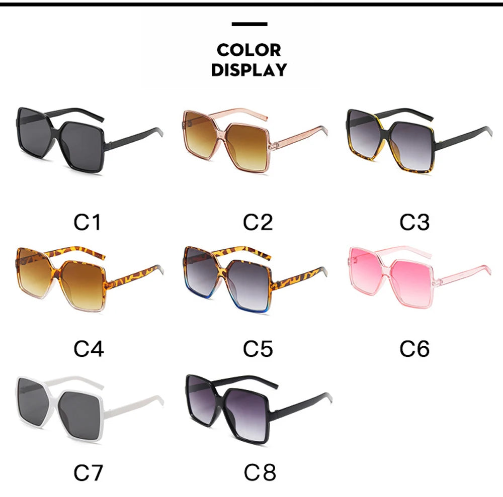 Black Square Oversized Women's Big Frame Colorful Sun Glasses