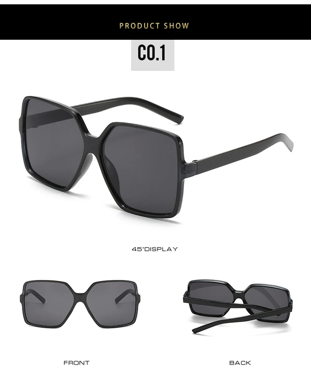 Black Square Oversized Women's Big Frame Colorful Sun Glasses