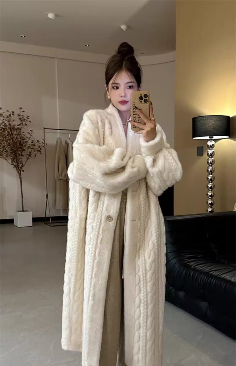 Thick Mink Fur Cardigan Coat for Effortless Style