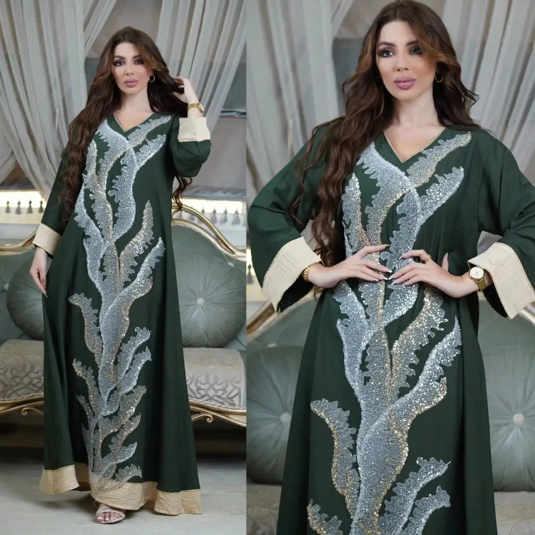 Muslim Robes Embroidered with Beads Abaya Middle Eastern